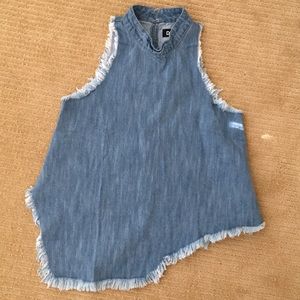 Fringed Denim tank